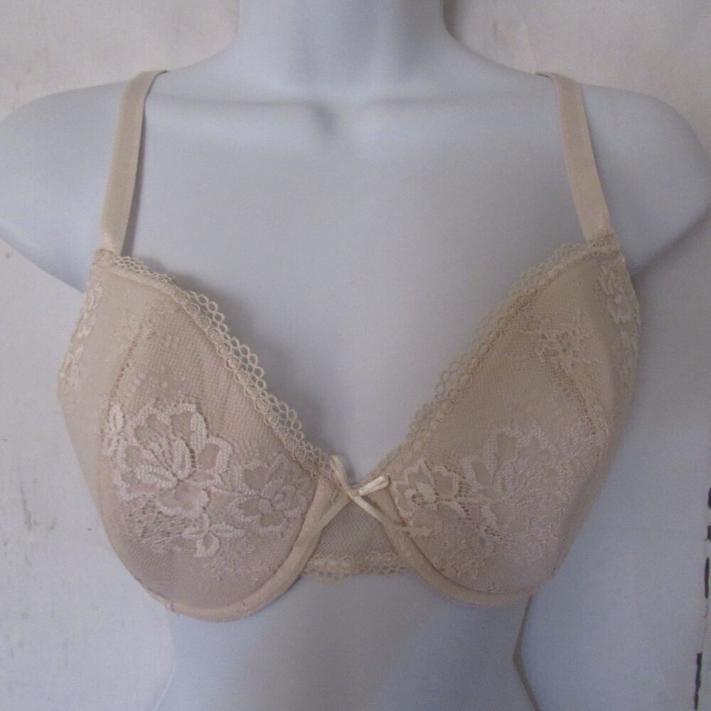 DKNY Bra 32DD Cream Lace Underwire Back Closure 453676‎
